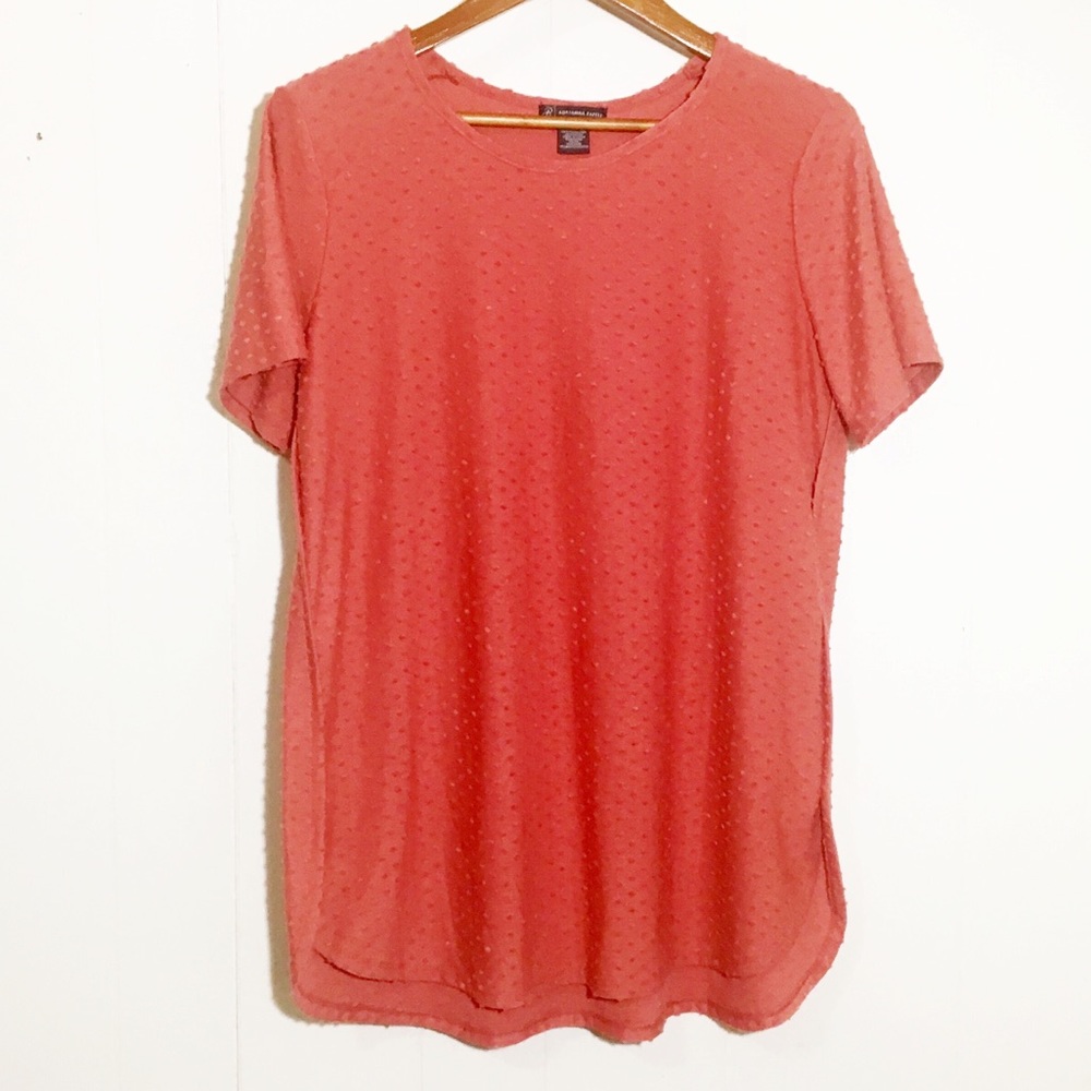 Adrianna Papell Long Textured Polka Dot Tee